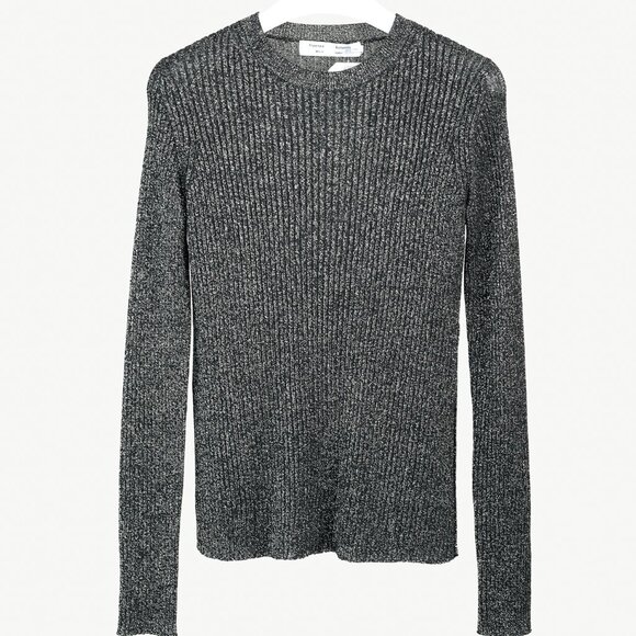 Proenza Schouler White Label Black & Silver Lurex Ribbed-Knit Sweater - Picture 2 of 9
